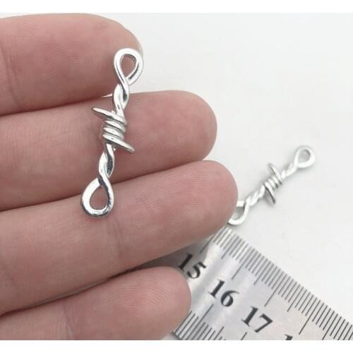 10pcs 3D Thorns Metal Connectors Pendant Gothic Necklace Bracelet DIY Thorns Charm Jewelry Handicraft Making 34x10mm