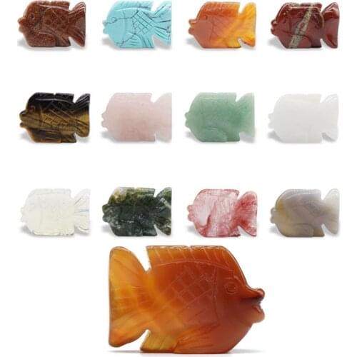 12PC Natural Crystal Rose Quartz Fish Amethyst Golden Sand Animals Healing Stone Home Decor Fish Tank Crafts Small Decoration