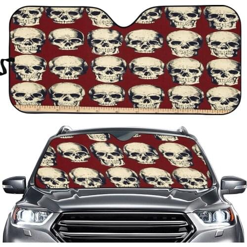 Punk Style Skull Print Car Accessories UV Protect Foldable Windshield Sun Shade for Front Windows Protect Car Interior Sunshade