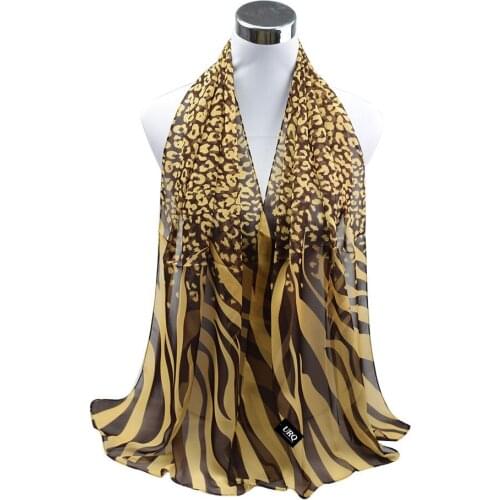 Long Chiffon Silk scarves 1PC 50*160cm Sexy Design Leopard Zebra Line Print Woman Lady scarves Muffler P5A16274