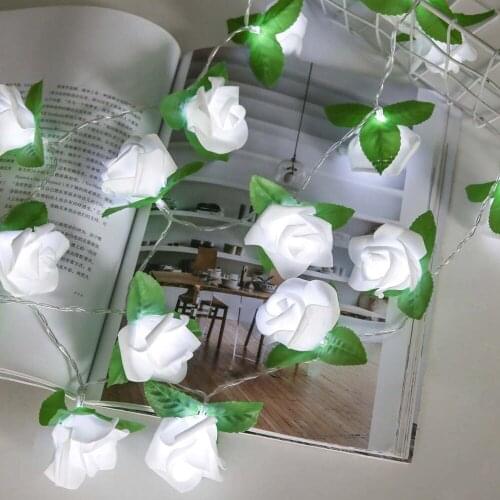20 LED Rose Flower String Battery Powered Fairy Lights Luminaria Wedding Home Birthday Valentines Day Event Party Garland Decor