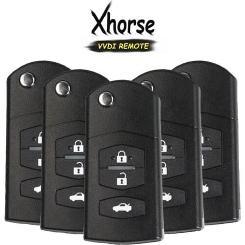 KEYECU 5x (English Version) Xhorse forMazda Style 3 Button Universal Remote Key for VVDI Key Tool VVDI2