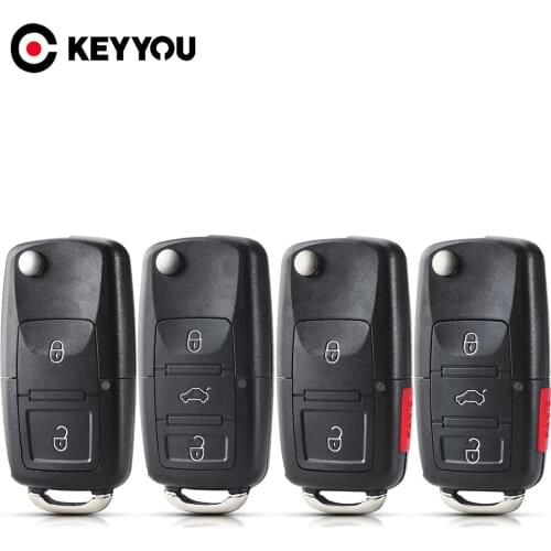 KEYYOU 4 Buttons Replacement Remote Flip Folding Car Key Shell Case For VW Volkswagen Golf MK4 Bora Fob Auto Key Blank Case