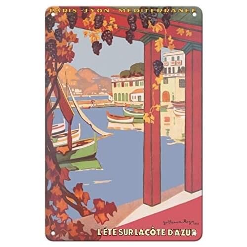 Summer on The French Riviera - Paris-Lyon-Méditerranée (PLM) - Metal Tin Sign