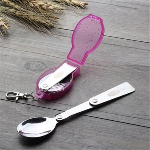 Creative 304 stainless steel folding spoon outdoor travel portable tableware spoon picnic tableware spoon rice spoon length 16cm
