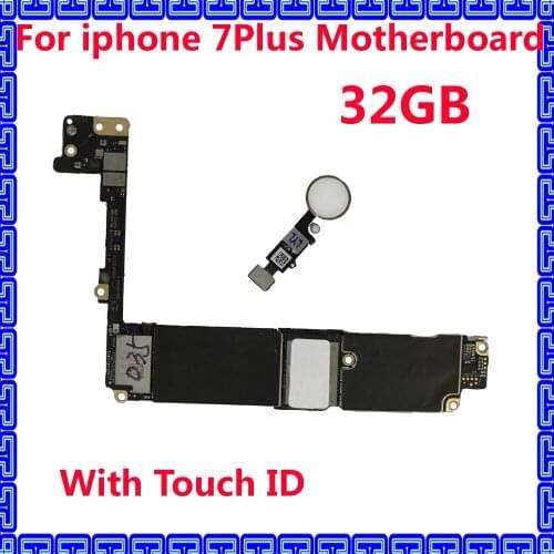 Black / White / Gold / Rose Gold Original Fingerprint for iphone 7 Plus 7Plus motherboard unlocked mainboard 32GB 128GB 256GB