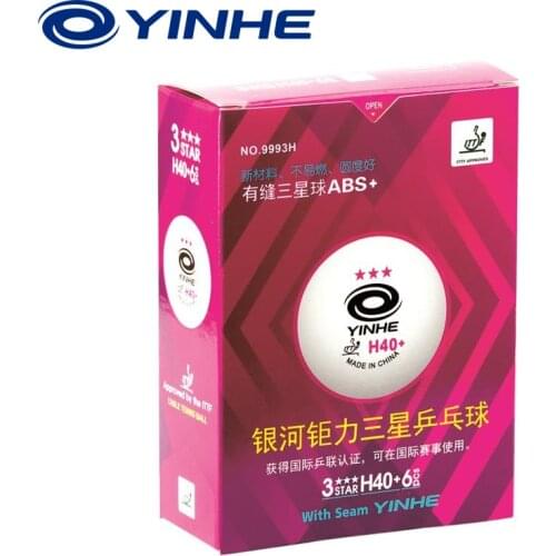 YINHE Galaxy 3-Star Seamed Table Tennis Balls Plastic 40+ ITTF Approved White Poly Ping Pong Balls