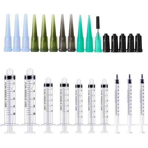 Plastic Syringe Pack with Needles and Caps for Pet Feeding Lab Measurement and Household Multiple Uses Tools