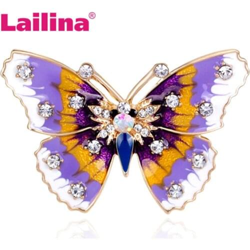 Rainbow Multi Color Butterfly Brooch Pins Crystal Rhinestone Insect Women Fashion Jewelry Gift Animal Garment Accessory