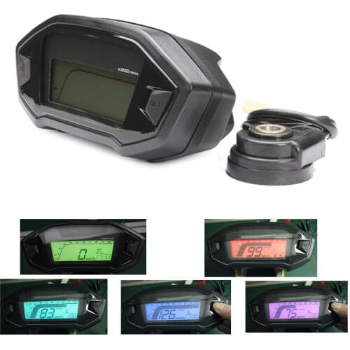 7 Color Adjustable Universal Motorcycle LCD Digital Speedometer Odometer Backlight motorcycle computer Odometer+Speed Sensor(6.)