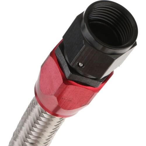 AN 8 Stainless Steel Braid Oil Fuel Line Hose With 0° + 90° Swivel Fittings