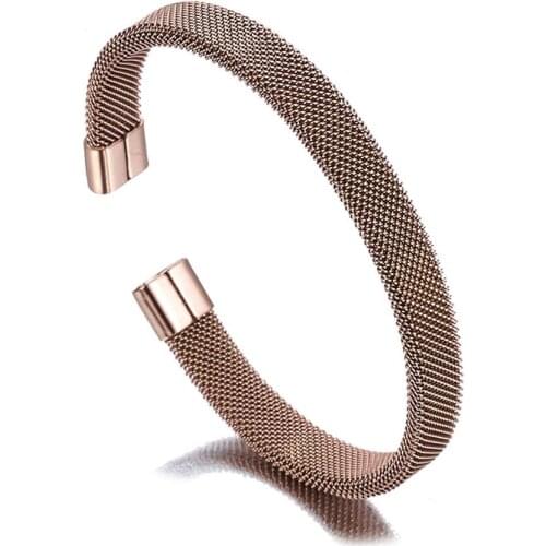 New Arrive Bohemian Womens Clothing Accessories Rose Gold Color Charm Stainless steel Bracelet Cuff Bangle Fashion Jewelry