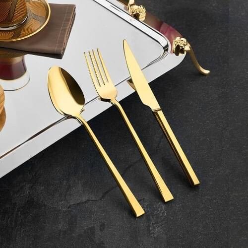 Gold Titanium Eating Utensil 36-Piece For 6 Person