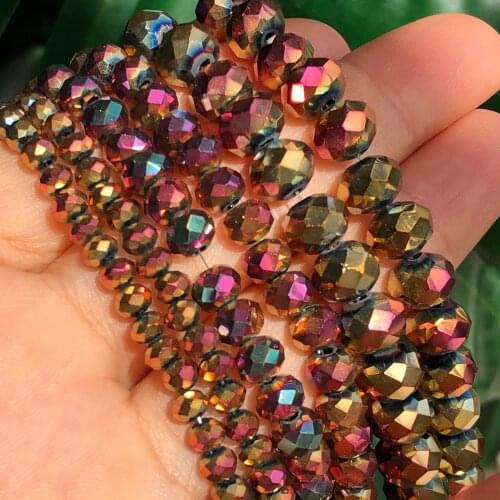 Gold Fuchsia Multicolor Austria Rondelle Crystal Glass Faceted Loose Spacer Beads For Jewelry Making Diy Bracelet Accessories