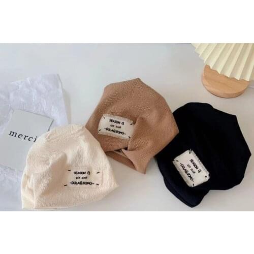 1pcs 2021 autumn new Korean children boys and girls letter patch knitted cotton hat pile hat 3 colors Retro cap