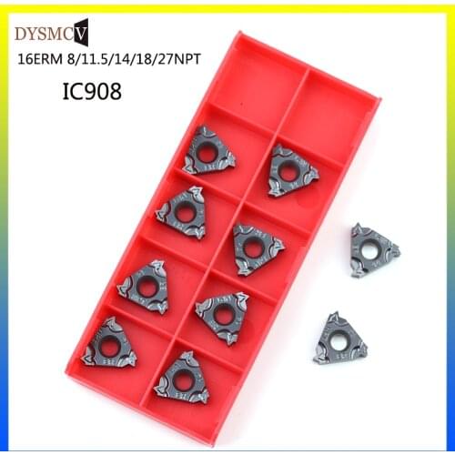 10PCS 16ERM 8NP 11.5NPT 14.18NPT27NPT IC908 60 angle thread turning tool carbide blade thread turning tool