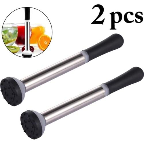 2pcs Useful Cocktail Muddler Barware Cocktail Stainless Steel Bar Mixer DIY Drink Fruit Muddler Crushed Ice Barware Bar Tool