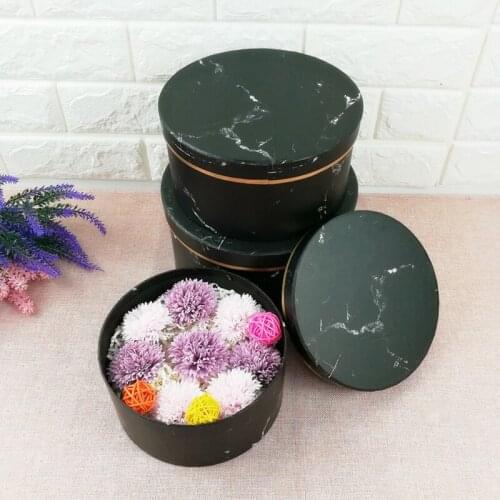 3pcs/Set Christmas Creative Simple Marble Style Gift Box Florist Hat Boxes Gift Candy Box Packaging Flowers Gifts Party Supplies
