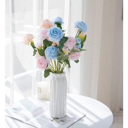 5PCS/Lot Home Decor 5Colors Rose Artificial Flowers Small Bouquet Real Touch Pure Color Rose for Wedding Decoration Party Lovers