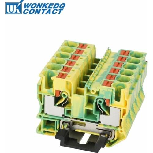 10Pcs PT10-PE Push-In Ground Feed Through Protective Earth Plug 10PE Wire Electrical Connector Din Rail Terminal Block PT 10-PE