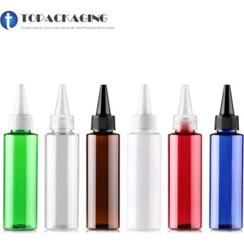 50 * 100ML Needle Nose Cap Bottle Plastic Cosmetic Container Refillable Hair Perm Liquid Essence Oil Dropper Squeeze Makeup Pack