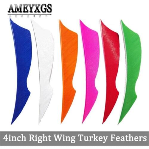 50pcs 4inch Arrow Feathers Arrow Shaft Handmade Turkey Feather Right Wing Fletches For Bow Hunting Shooting Archery Accessories