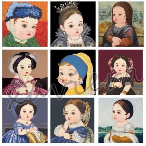 Xaviera 5D Diy Diamond Painting Cute Girl Full Round Drill Cross Stitch Rhinestone Mosaic Embroidery Crafts Home Decor Kid Gift
