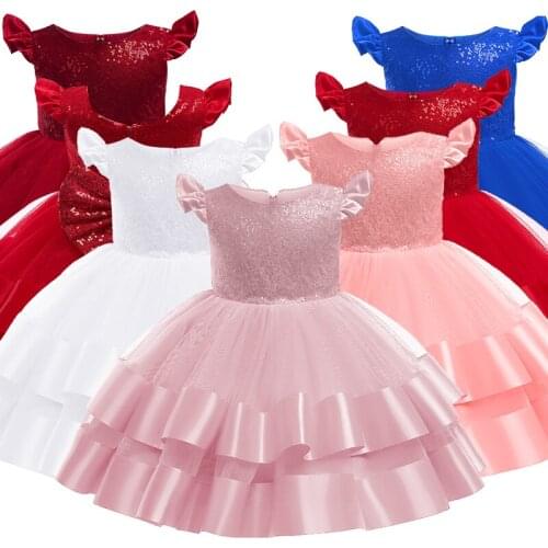 Children Baptism Summer Dresses 1 Year Newborn Christening Princess Vestidos Ball Gown Bow Baby Girl Clothes Tutu Birthday Party