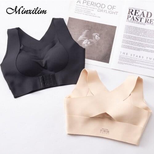 Female Bra Latex Seamless With Padded Slimming Underwear Wide Straps Gathering No Steel Ring Adjustable Sports Bra