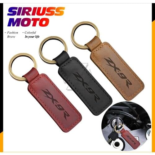 Motorcycle Cowhide Keychain Key Ring Case for Kawasaki ZX9R ZX-9R Models