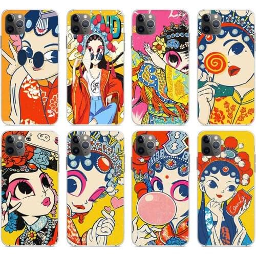 Funny Unique Beijing Opera Phone Case For Iphone XR X XS 12 Mini 11 Pro Max Soft Mobile TPU Shell 8 7 Plus 6s 6 SE 2020 5 Cover