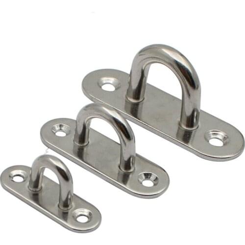 DWZ 4pcs 5mm 304 Stainless Steel Oblong Pad Eye Plate Staple Ring Hook