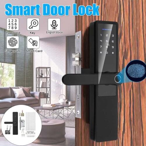 Electric Biometric Fingerprint Lock Fingerprint Digital Smart Door Lock Digital Touch+ Password +Key+pad Card+Fingerprint 5 Ways