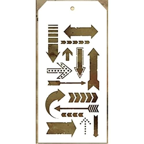 2021 New Label Tag Plastic Stencil For Craft Making Arrow Pattern Scrapbooking Background Greeting Card No Metal Cutting Dies