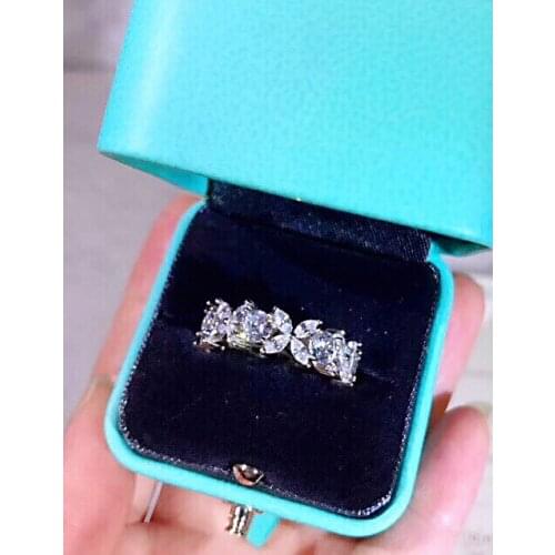 European Fashion Woman Girl Party Wedding Gift Slim AAA Zircon S925 Sterling Silver Ring