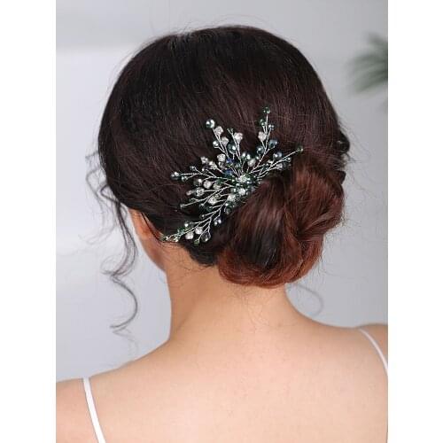 New Fashion Wedding Green Hair comb Crystal Headpieces Banquet for women chic wedding Hair Accessories Bridal head jewelry