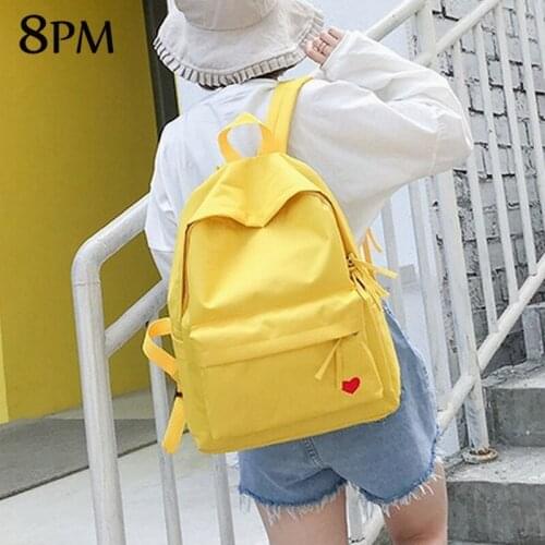New Korean School Bags Teenage Girl Cute Backpacks Female Black Yellow Canvas Bags Fashion Solid Color Women Shoulder Bag bag116