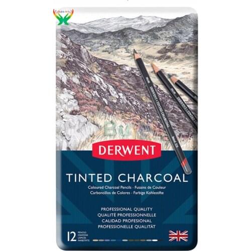 12/24 color pencil UK Derwent Tinted Charcoal professtional Artist drawing pencil teacher student pencil school art supplies