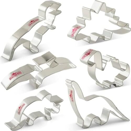 KENIAO Dinosaur Cookie Cutters For Kids Birthday Party Biscuit / Fondant / Pastry / Bread Cutter - Stainless Steel