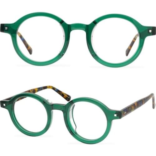 Round Glasses Woman 2021 Retro Thick Frame Acetate Large Frame Optical Glasses Men Transparent Yellow Glasses Frame Moda Feminin