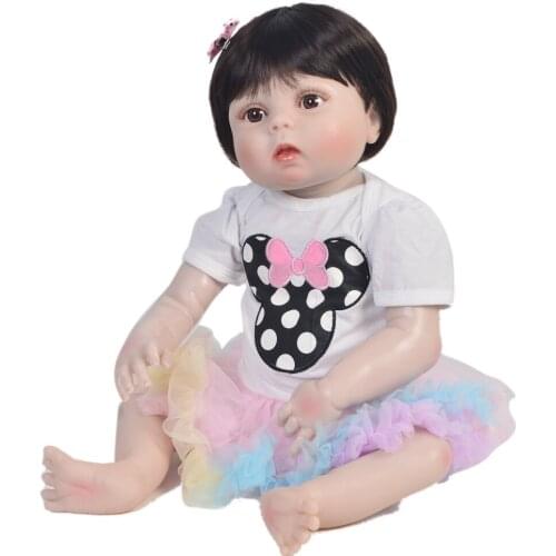Reborn real baby doll 23"57cm full silicone reborn girl baby doll toys for children gift waterproof lifelike boneca reborn