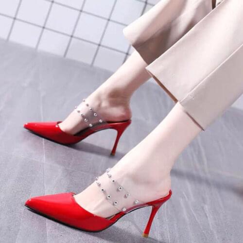 Summer New Clear Perspex Heel Woman Slippers 2021 Fashion PVC Transparent Diamond Crystal Sandals Ladies Party Shoes