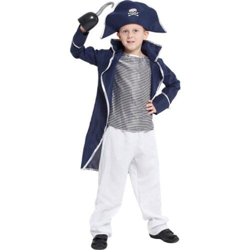 M-XL Fantasia kids Boys Hooker Pirate Sailor Cosplay showing cloth Halloween Navy costume Childrens day Masquerade party dress