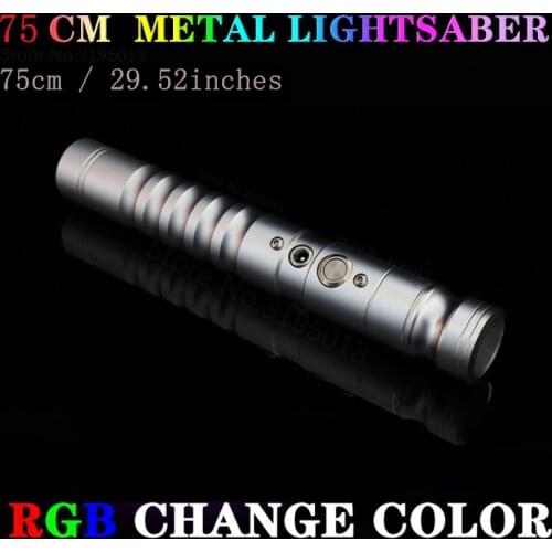 75cm RGB Change Color Metal Lightsaber Toys Cosplay Metal Handle Outdoor Lighting and Sound Stick Sword Weapon LED Luminous Toys