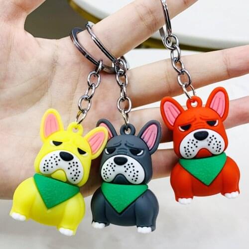 Fashion French Bulldog Keychain Cartoon Dog Keychains For Women Bag Charm Trinket Men Car Key Ring Key Chain Wholesale