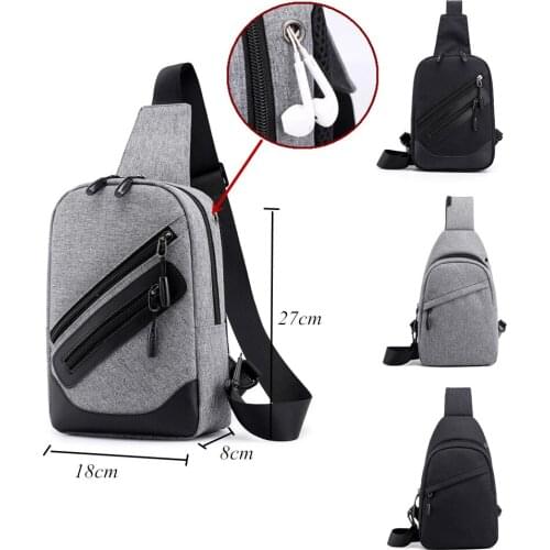 FIRECLUB Mens Crossbody Bag chest bag shoulder bag Multifunction fashion trendy cool Male bag Short Trip Chest Bag 18x8x27cm