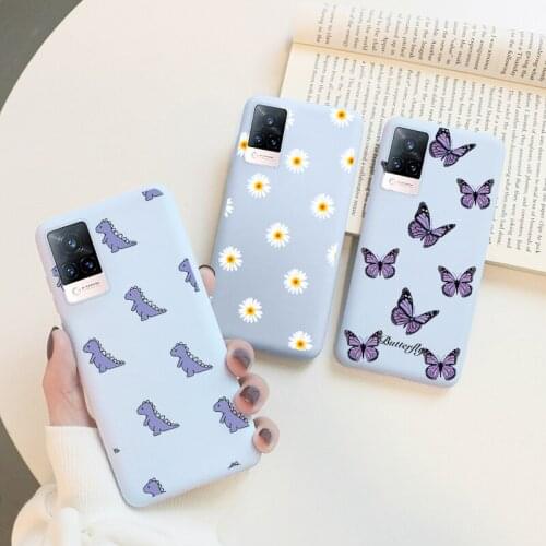 Soft Silicone Phone Case For VIVO V21 4G 5G Funda 6.44" Cute Flower Daisy Shell For VIVO V21 V 21 V2066 V2050 Phone Cover Coques