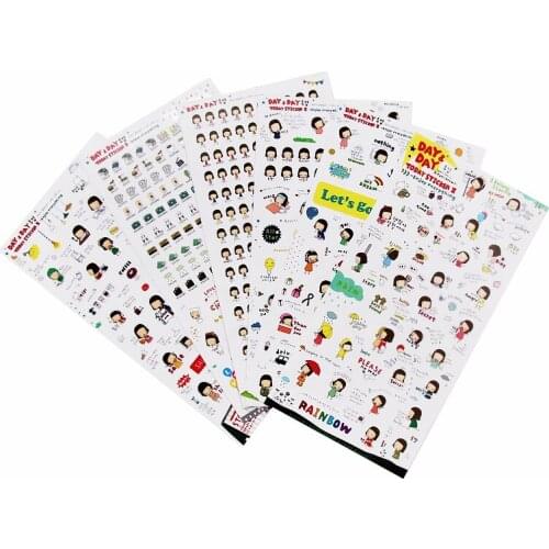 6 PCS/Pack New Cute Creative DIY Diary Stickers Paper Girl Combination Paper Doll Mate Diary Notebook Label Stationery Sticker