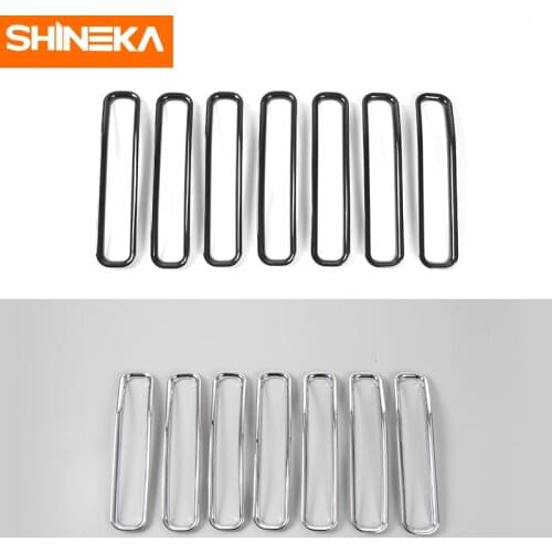 SHINEKA Stickers Car Styling Chrome Black Front Grille Ring Cover Trim for Jeep Wrangler TJ 1997-2006 Second Generation