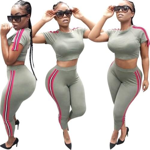 2021 Summer New Style Sexy Fashion Casual Slim-Fit Striped Slim-Fit Two-Piece Suit